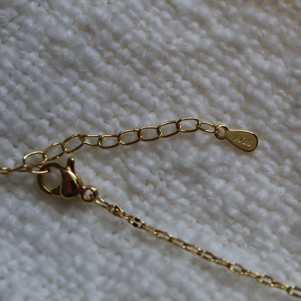 Sterling Silver Gold Gucci Chain with Cubic Zirconia Charm - Picture 7 of 7